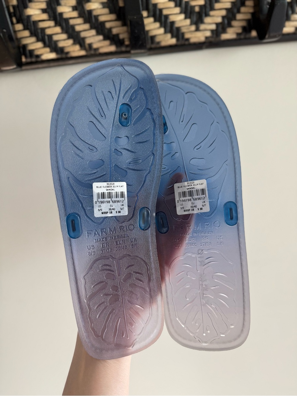 Farm Rio Blue Flower Jelly Flat Sandal - Size 8/9 - Picture 6 of 8